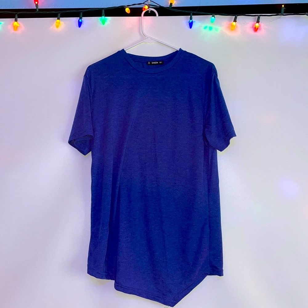 SHEIN cobalt blue long T-shirt.